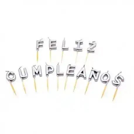 Vela Feliz Cumpleaños Letra A Letra Plateado