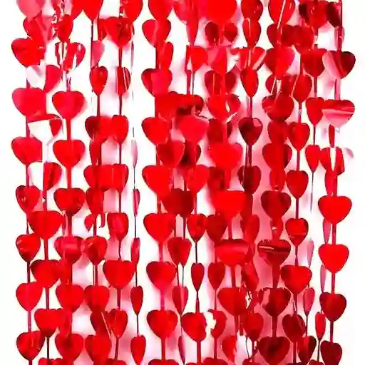 Cortina Metalizada De Corazones Amor Y Amistad San Valentín Madres