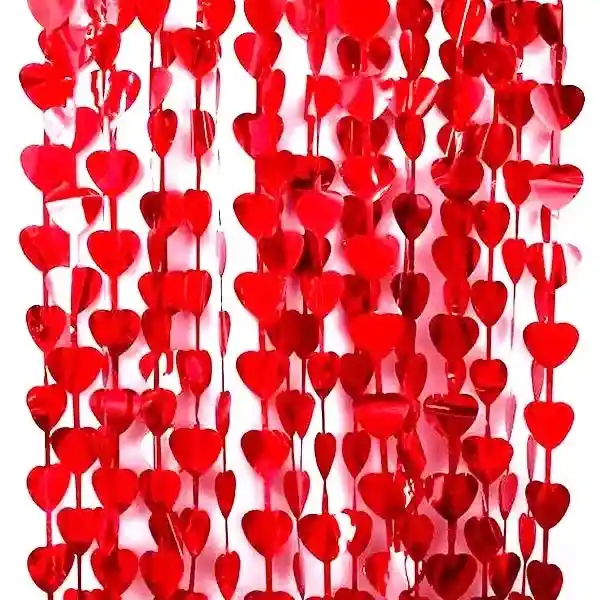 Cortina Metalizada De Corazones Amor Y Amistad San Valentín Madres