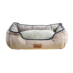 Cama Kanu Rectangular Ovejero Gris Con Azul Para Perro M