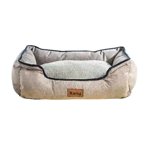 Cama Kanu Rectangular Ovejero Gris Con Azul Para Perro M