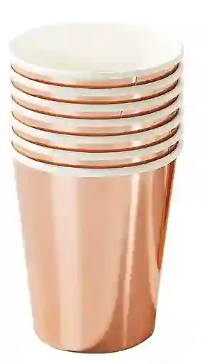 Vaso Desechable Metalizado Oro Rosa X 10