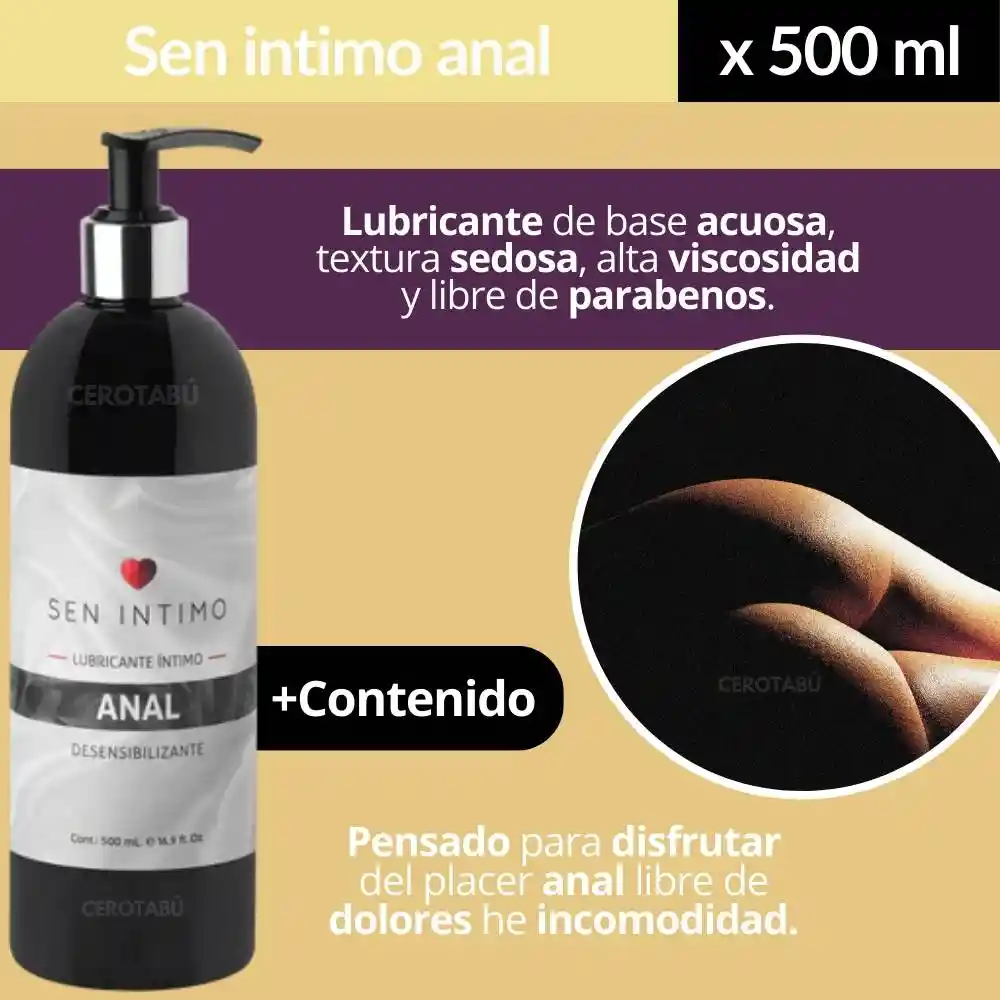 Lubricante Intimo Anal Gel Desensibilizante Entume Sin Dolor 500ml