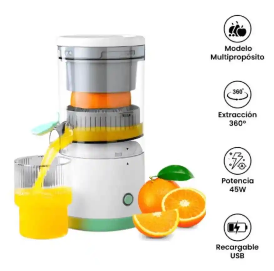 Exprimidor De Naranja Frutas Electrico Automatico Recargable