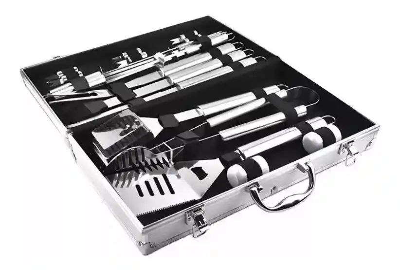 Set Parrilla Bbq 18 Piezas Con Maletin Kit Asados Parrillero