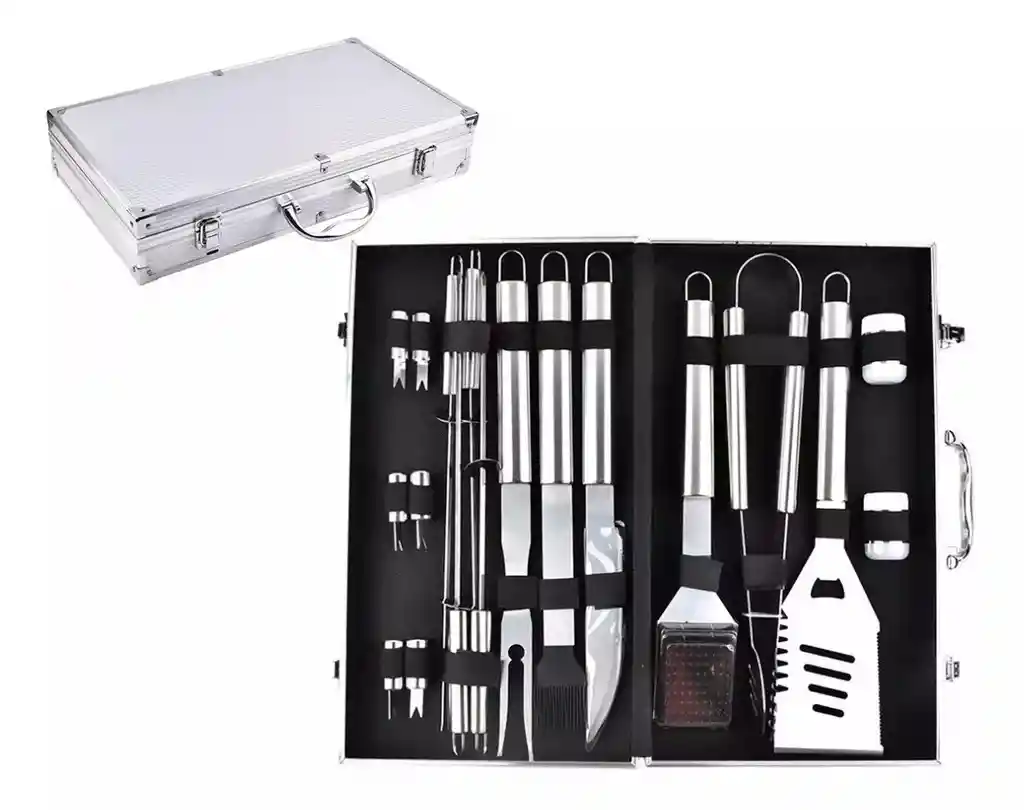 Set Parrilla Bbq 18 Piezas Con Maletin Kit Asados Parrillero