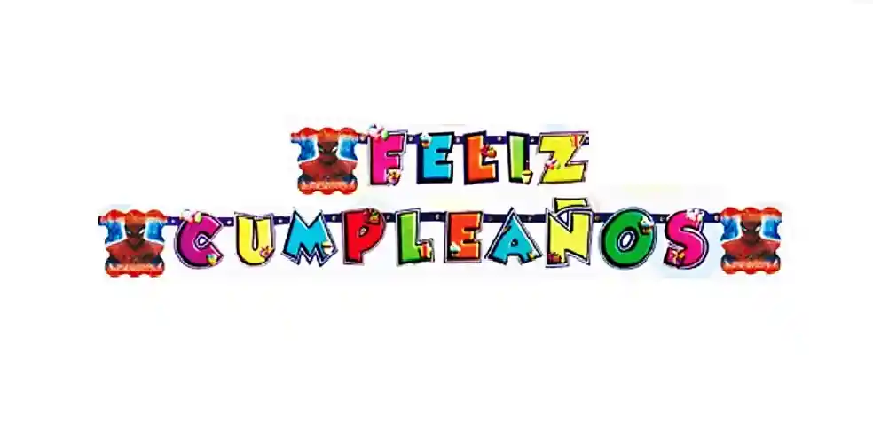 Feliz Cumpleaños Guirnalda Letrero Niño Spiderman