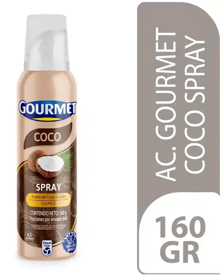 Aceite Coco En Spray Marca Gourmet Embalaje De 1 Unidad Por 160g