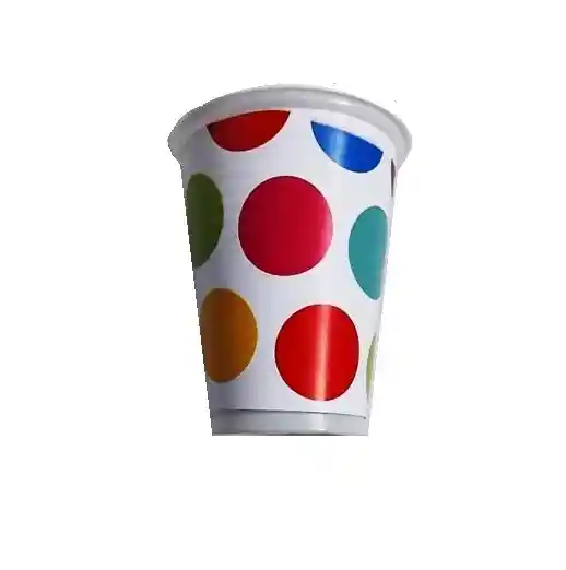 Vaso Desechable Plastico Polka Blanco Puntos De Colores 6 Oz X 12