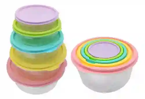 Recipientes, Cocas, Contenedores De Alimentos Circular Comida Tazon Cocina X 5 Unidades