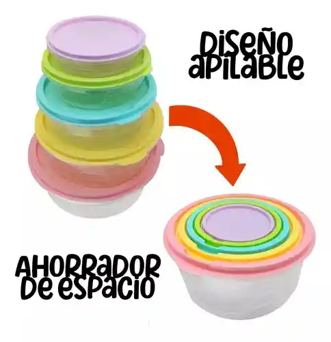 Recipientes, Cocas, Contenedores De Alimentos Circular Comida Tazon Cocina X 5 Unidades