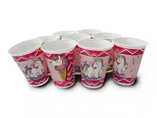 Vaso Desechable Plastico Niña Unicornio 6 Oz X 12