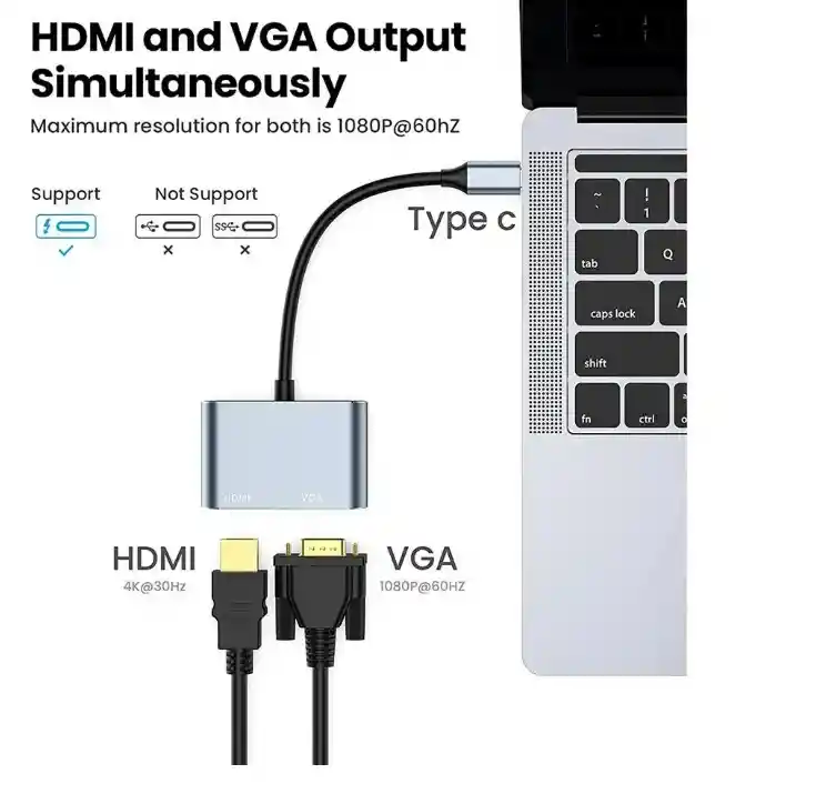 Adaptador Tipo C A Hdmi Y Vga