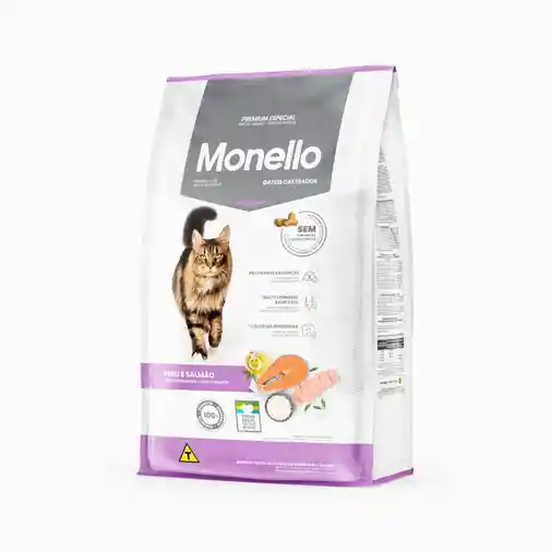 Alimento Para Gato Monello Castrados - 10.1 Kilos Sabor A Pavo Y Salmon