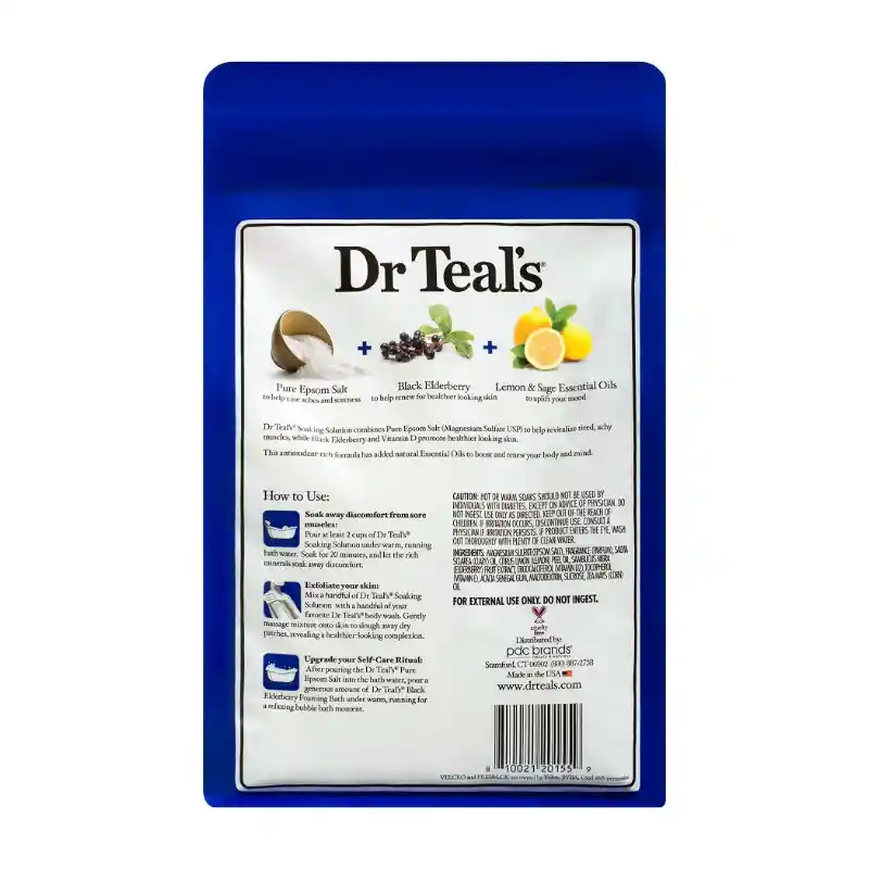 Dr. Teals Sal De Epsom Sauco Negro Y Vitamina D 3lb