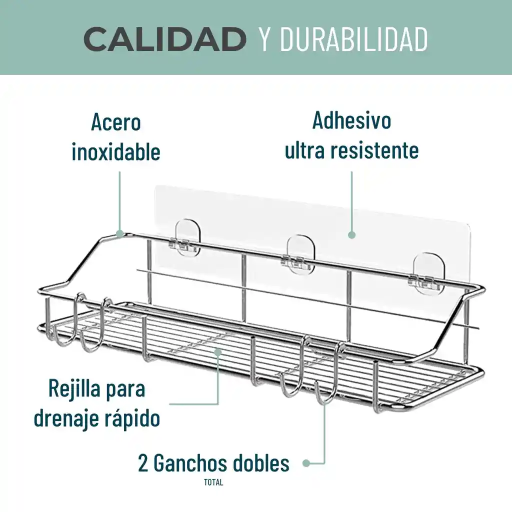 Organizador De Ducha Set X2 Repisa Baño Adhesivo Inoxidable