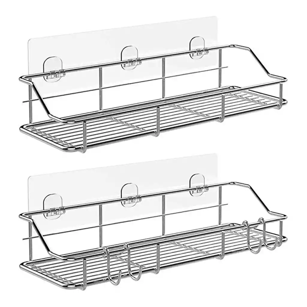 Organizador De Ducha Set X2 Repisa Baño Adhesivo Inoxidable