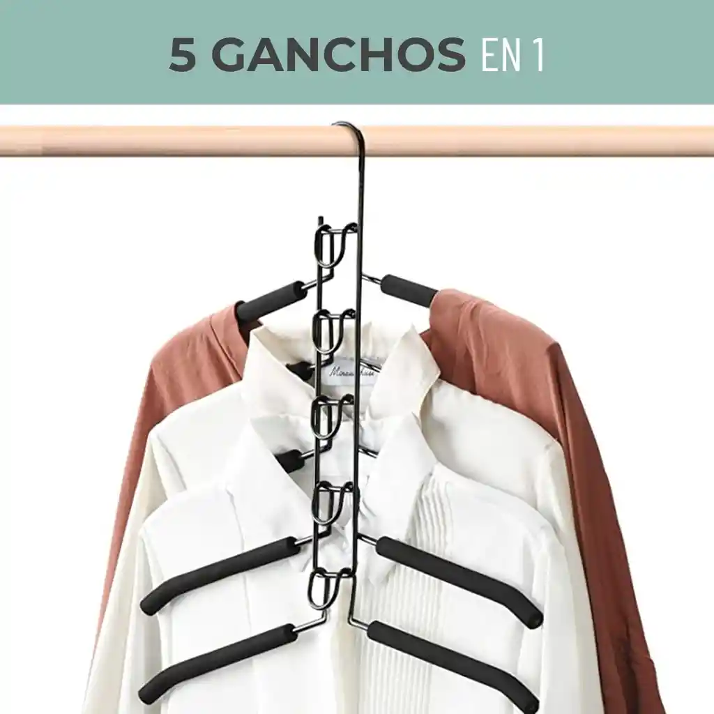 Colgadores Ropa Pack 2 Ganchos 5en1 Antideslizante Casatua