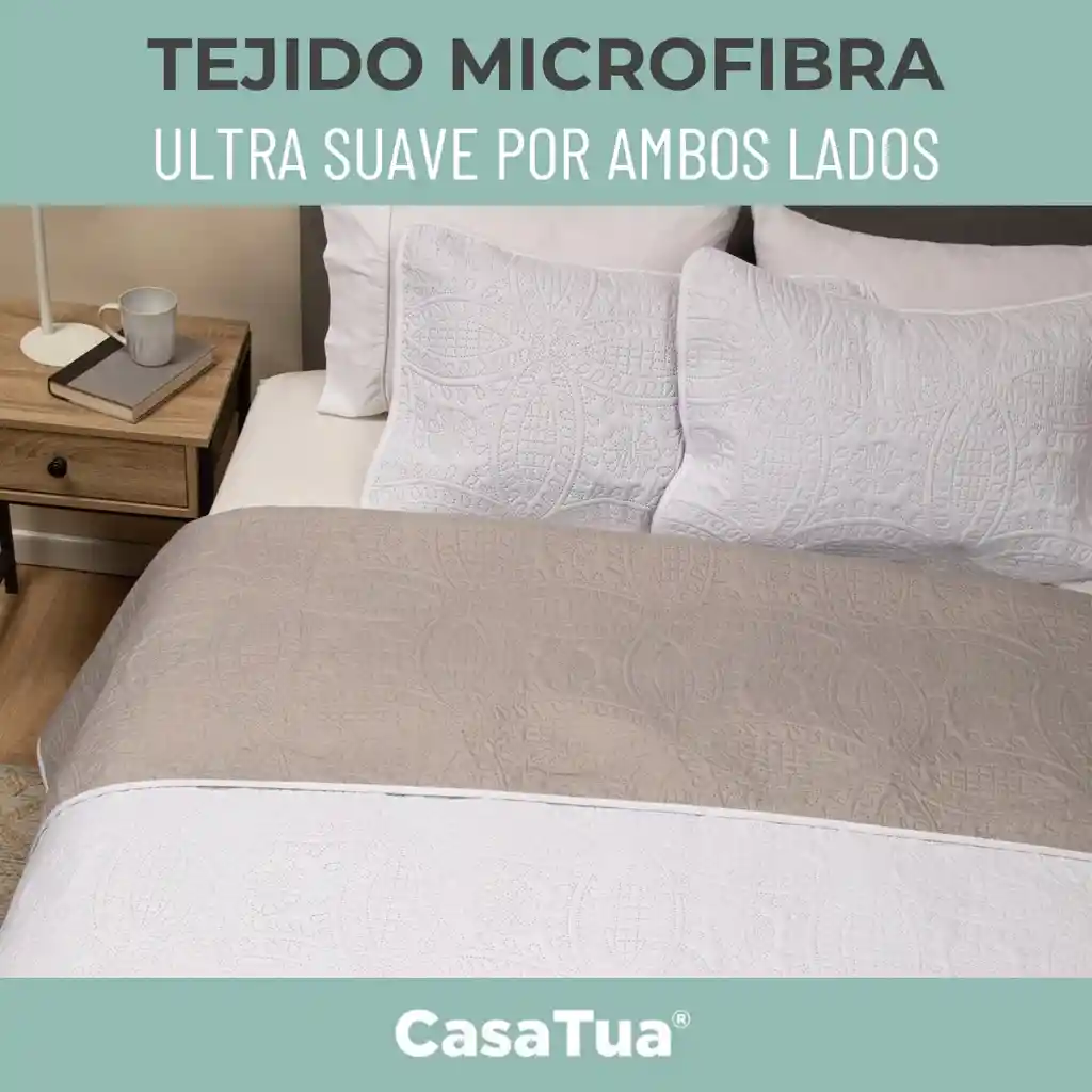 Cubrelecho Edredon King Estampado Doble Faz + Fundas