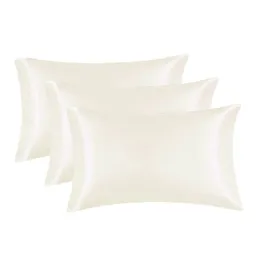 Funda Almohada Satin Tipo Seda Set X 3 Blanco 50x76cm