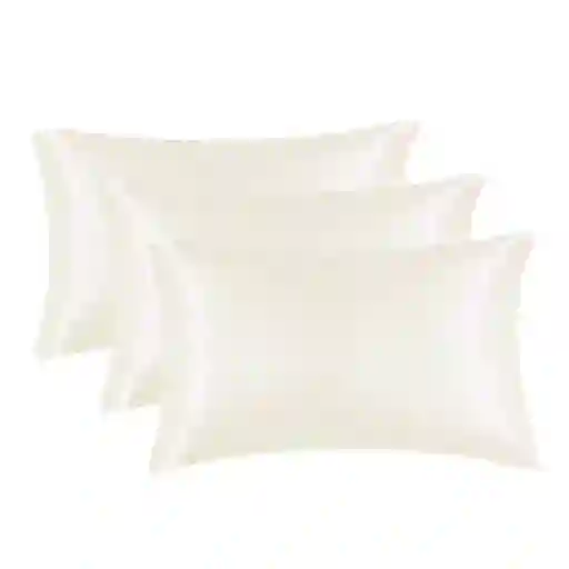 Funda Almohada Satin Tipo Seda Set X 3 Blanco 50x76cm