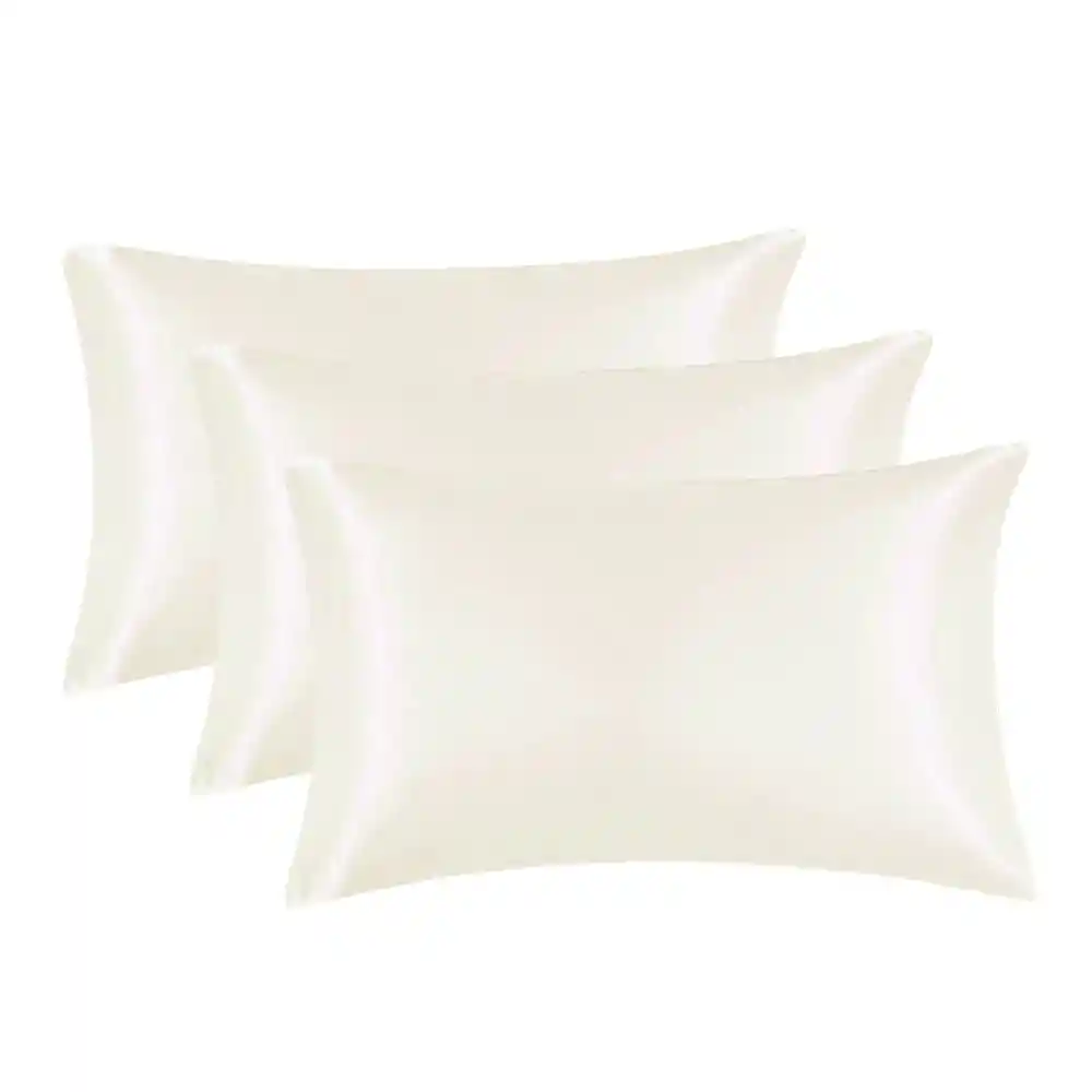 Funda Almohada Satin Tipo Seda Set X 3 Blanco 50x76cm