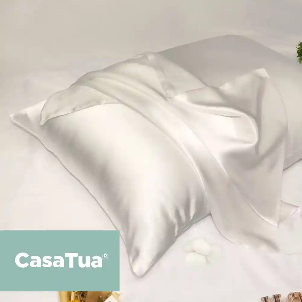 Funda Almohada Satin Tipo Seda Set X 3 Blanco 50x76cm