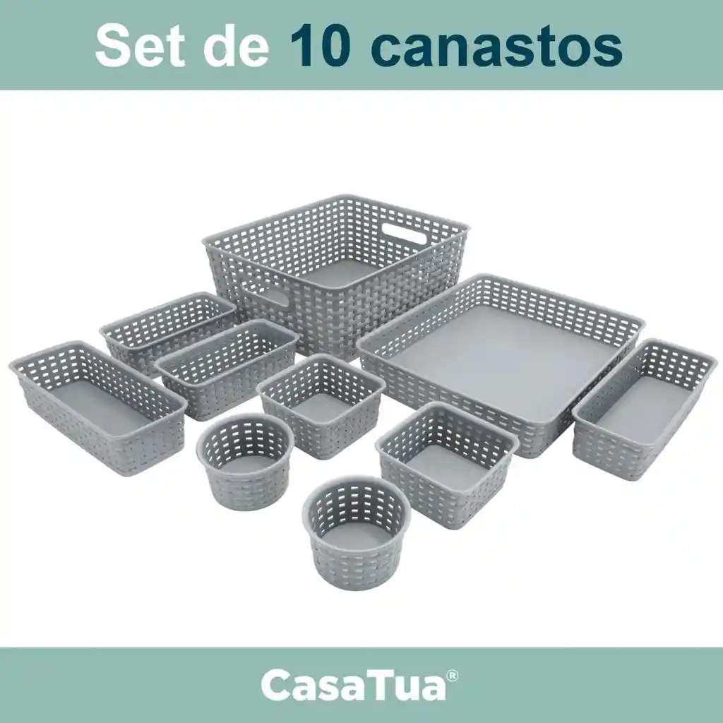 Canastas Cestas Organizadoras Set De 10 Cocina Baño Multiuso