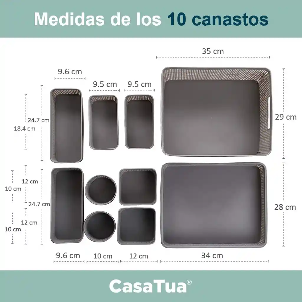 Canastas Cestas Organizadoras Set De 10 Cocina Baño Multiuso