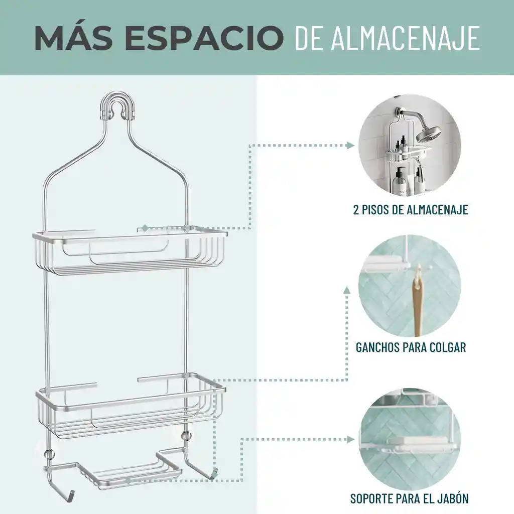 Organizador Ducha Baño Repisa Colgante Inoxidable Casatua