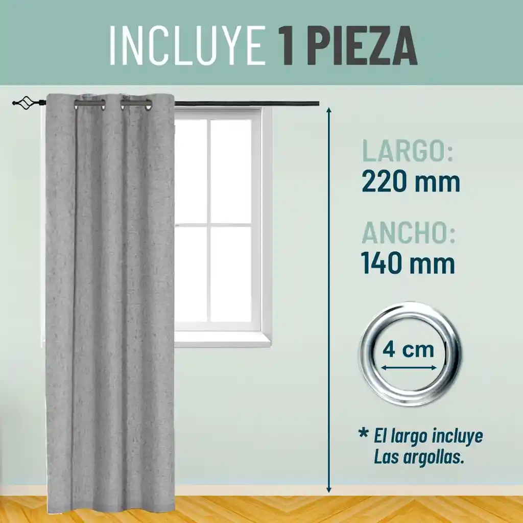 Cortina Blackout 100% Anti Luz, 1 Paño 140x220 Textura Lino