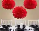 Paquete Pompones Papel Rojo Sin Armar X 3 Und