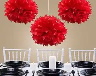 Paquete Pompones Papel Rojo Sin Armar X 3 Und