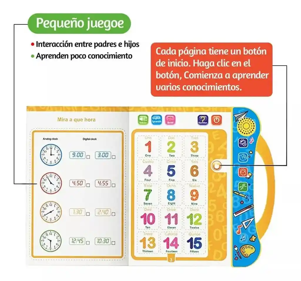 Libro Educativo De Sonido Bilingüe En Español E Inglés Sensorial Y Niños