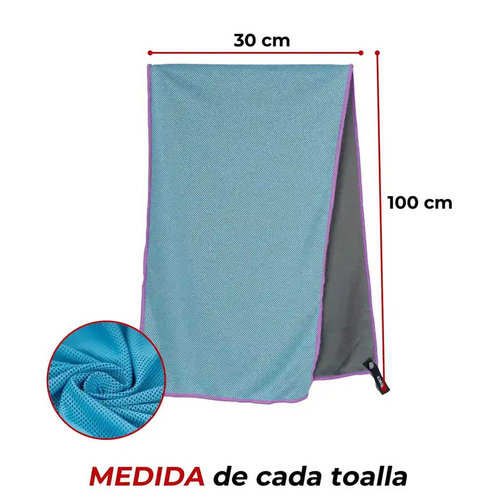 Toalla Microfibra Secado Rapido Set X 3 + Estuche (30x100)