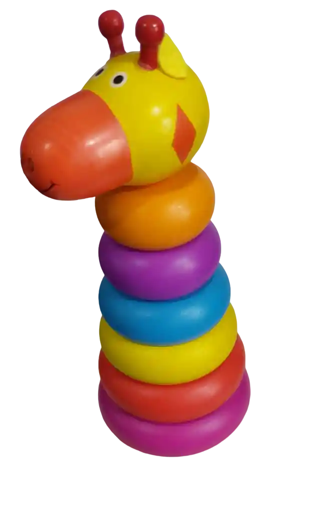 Juguete Bebé Torre Aros Colores Didáctico Patos 18cm Madera