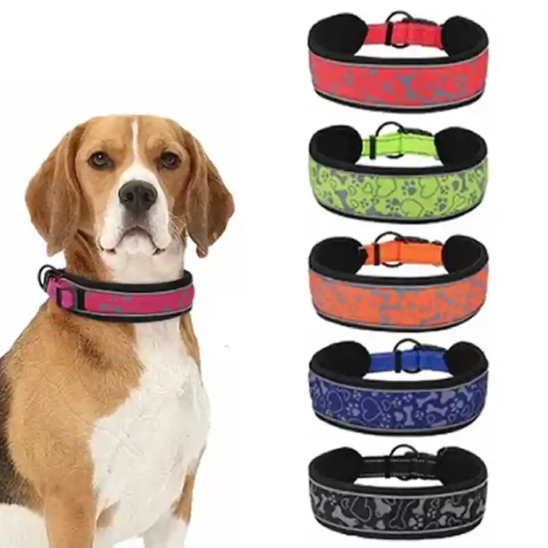 Collar Reflectivo Perros Medianos Grandes Suave Ajustable Duradero