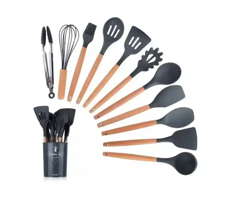 Set 12 Utensilios De Cocina Silicona Resistente Calor Juego