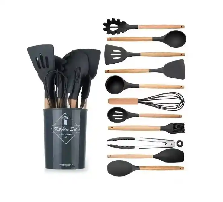 Set 12 Utensilios De Cocina Silicona Resistente Calor Juego