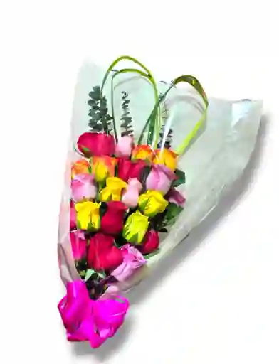 Bouquet 20 Rosas De Colores Surtidos
