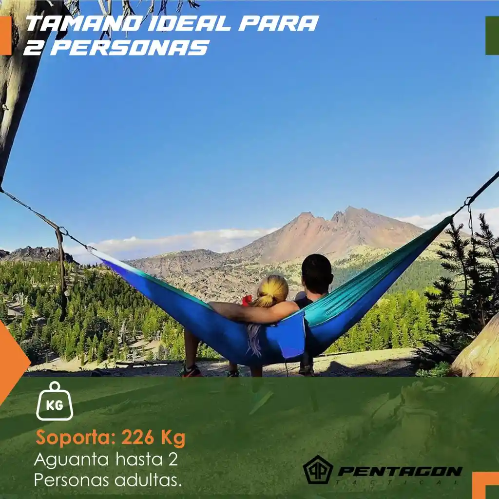 Hamaca Camping Pentagon Liviana Para 2 Personas + Estuche