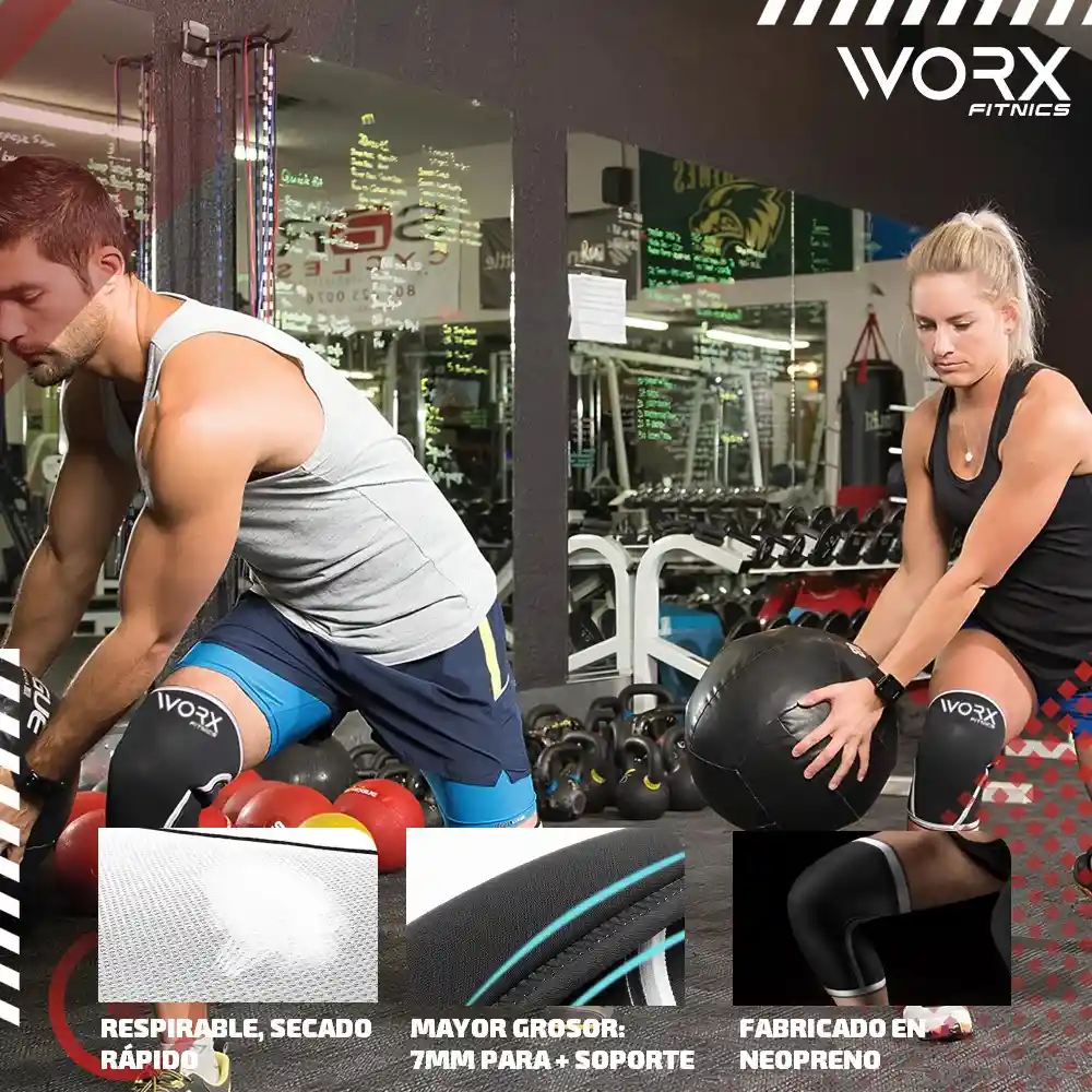 Rodillera Deportiva Worx Gym Compresion Neopreno X 2 - Xl