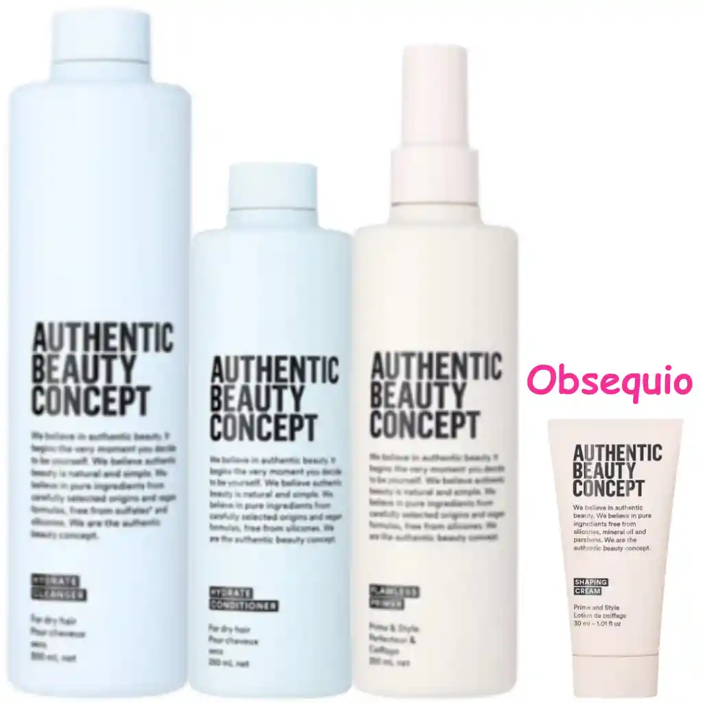 Kit Shampoo, Acondicionador Y Termoprotector Con Obsequio Authentic Beauty Concept