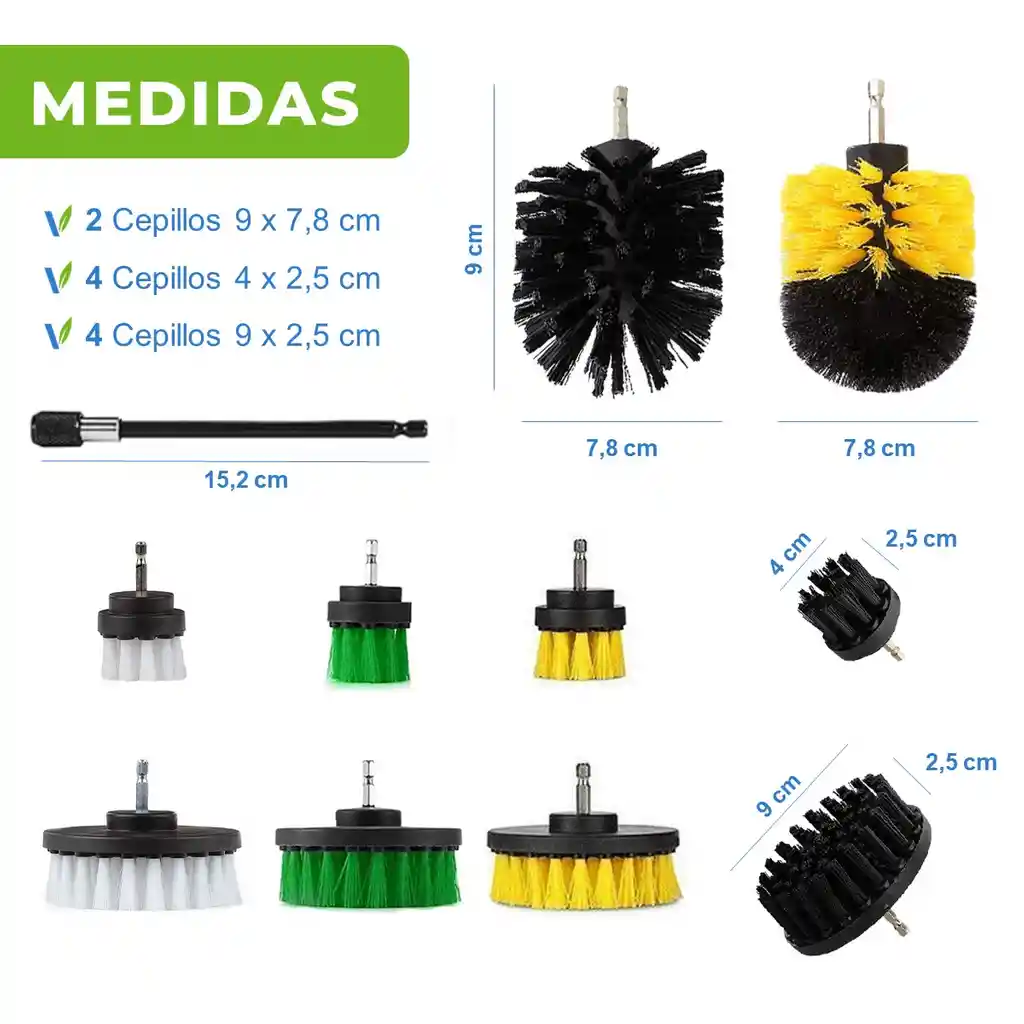 Cepillos Para Taladro Set 10 Pzs Limpieza Carro Hogar Tapiz