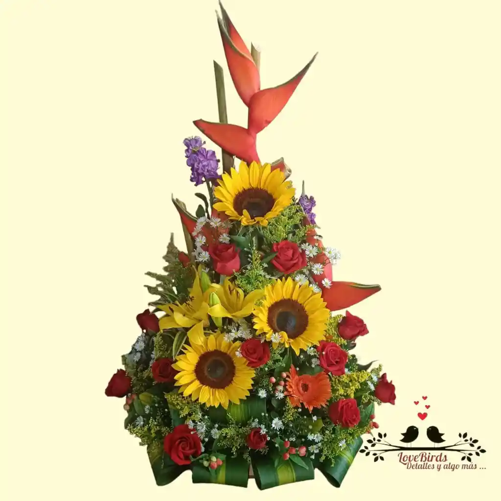 Detalles / Regalo/ Arreglo De Flores Mixtas Tropicales