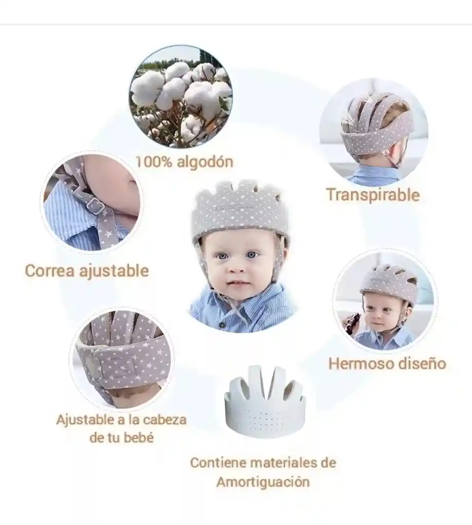 Casco Protector Para Bebés: Antigolpes Ajustable