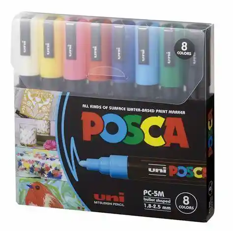 Marcador Posca Punta Gruesa Punta 5m Colores Pastel X 8 Unidades