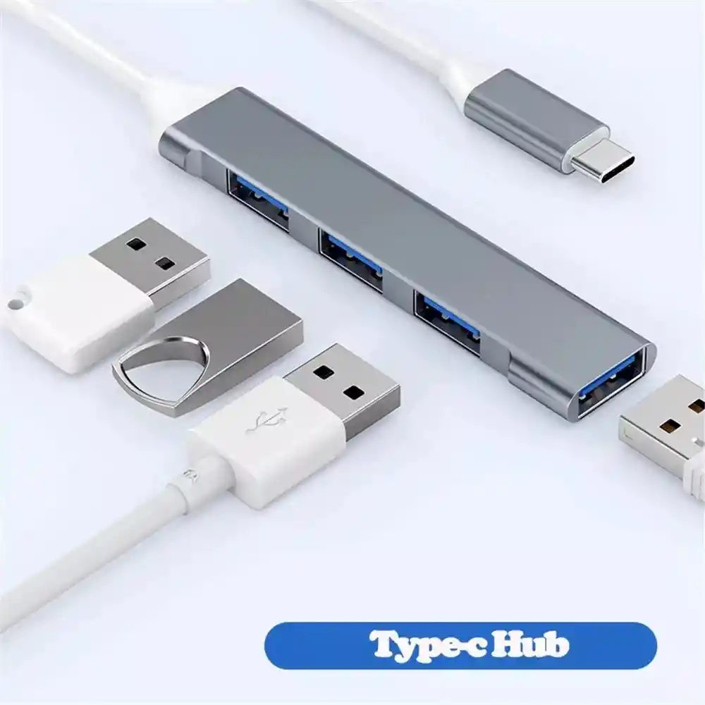 Hub Usb Tipo C 4 En 1 Usb 3.0 2.0 Multipuertos Pc Mac Win