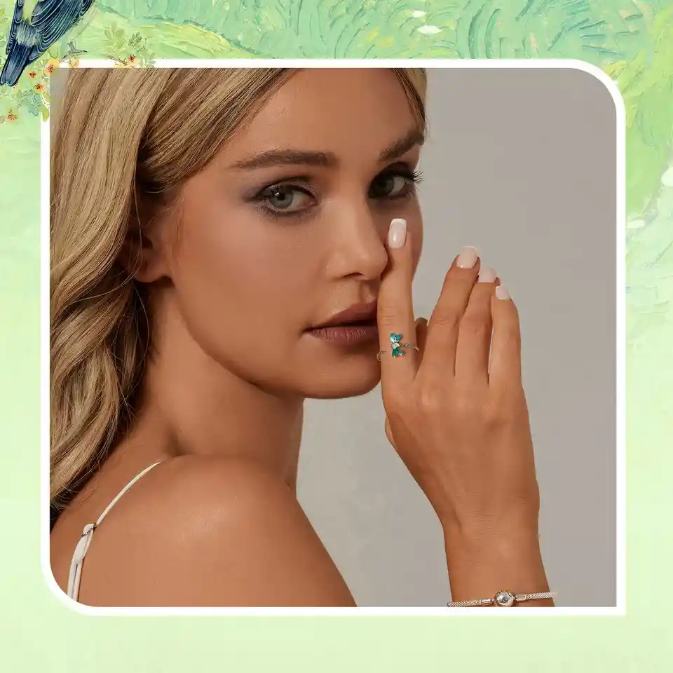 Anillo Ajustable Para Mujer Libélula Ópalo En Plata 925
