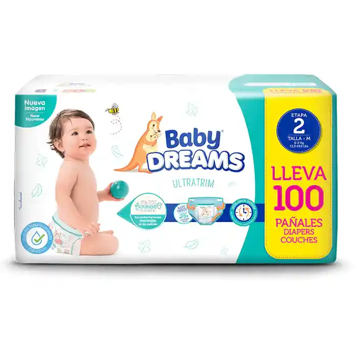 Pañales Baby Dreams Etapa 2 Talla M X 100